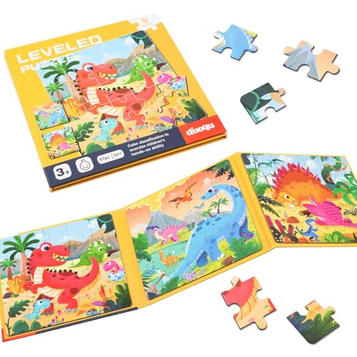 Aolso Magnetspiel, 25-30-42-teiliges 3-in-1-Magnetpuzzle für Kinder, Aktivität im Flugzeug für Kleinkinder, Tier-Puzzlebuch, Reisespiele und Reisespielzeug, pädagogisches Magnetgeschenk (Dinosaurier) von Aolso