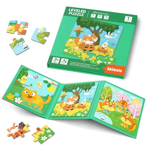 Aolso Magnetspiel ab 3-5 Jahren, 9-12-16-teiliges 3-in-1 Magnetpuzzle für Kinder, Tier-Puzzlebuch, Reisespiele und Reisespielzeug, pädagogisches Magnetgeschenk (Waldtiere) Aolso Magnetspiel ab 3-5 Jahren, 9-12-16-teiliges 3-in-1 Magnetpuzzle für Kinder, Tier-Puzzlebuch, Reisespiele und Reisespielzeug, pädagogisches Magnetgeschenk (Waldtiere) von Aolso