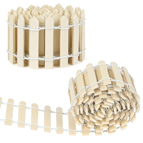 Aolso Miniatur Wichtel Zubehör, 2PCS Miniatur Garten, Garten-Set, Gartenmöbel Wichtel Holzzaun, DIY Wichteltür Zubehör, Blumentopf Puppenhaus Fee Gartendekoration, 90 x 5 cm（Naturfarbe） von Aolso