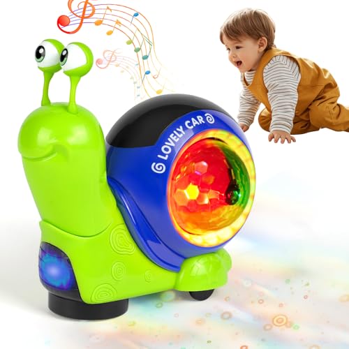 Aolso Musik Baby Krabbel Spielzeug, Lustige Schnecke Krabbel Spielzeug mit Lichter und Musik, Pädagogisches Spielzeug Baby, Tummy Time Toys für Kleinkinder für ab 3 Jahren Junge Mädchen (Schnecken) von Aolso