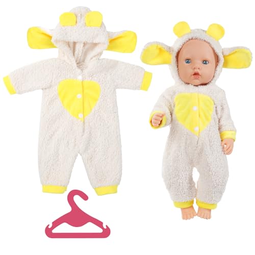 Aolso Puppenkleidungsset, 14–18 Zoll Puppenkleidung, Puppenzubehör passend für 35–45 cm, Babypuppenkleidung mit 1 Kleiderbügel, Geburtstagsgeschenk für Mädchen (Lamm-Strampler) von Aolso