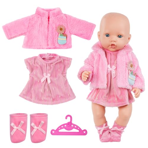 Aolso Puppenkleidungsset, 14–18 Zoll Puppenkleidung, Puppenzubehör passend für 35–45 cm, Babypuppenkleidung mit 1 Kleiderbügel, Geburtstagsgeschenk für Mädchen (Rosa-Lamm) von Aolso