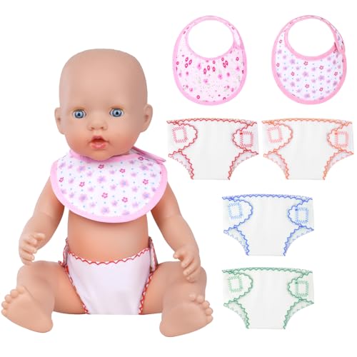 Aolso Puppenzubehör Windel, 6 Stück Puppenzubehör Windel-Babypuppenwindeln, Windeln für Baby Puppen, Babypuppenwindel-Set, wiederverwendbar für mehrere Zwecke (rot/blau/orange/grün) von Aolso