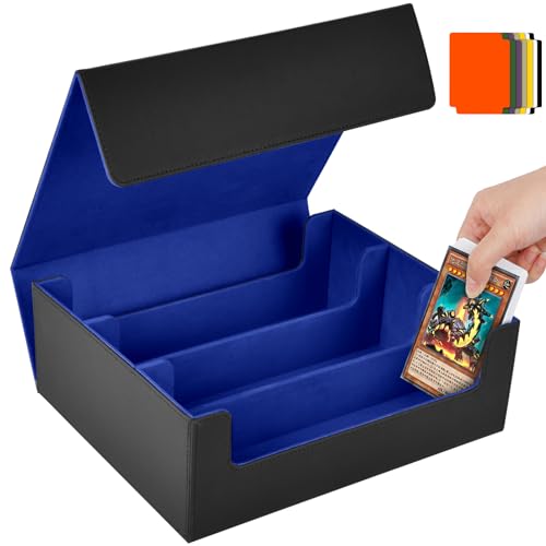 Aolso Sammelkarten Aufbewahrungsbox für 1800+ Karten, Magnetische Sammelkartenbox mit 8 Kartenteilern Aufbewahrungsbox, Sammelkartenbox PU Kartendeckbox passend für MTG und Sportkarten (Blau) von Aolso