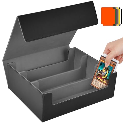 Aolso Sammelkarten Aufbewahrungsbox für 1800+ Karten, Magnetische Sammelkartenbox mit 8 Kartenteilern Aufbewahrungsbox, Sammelkartenbox PU Kartendeckbox passend für MTG und Sportkarten (Grau) von Aolso