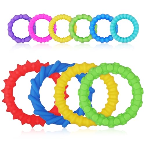 Aolso Sensorisches Zappelspielzeug, 4er-Pack dehnbare Zappelarmbänder + 6er-Pack sensorische Ringspielzeuge, Zappelarmband-Dekompressionsspielzeug, Stressabbauendes Spielzeug für Kinder und Erwachsene von Aolso