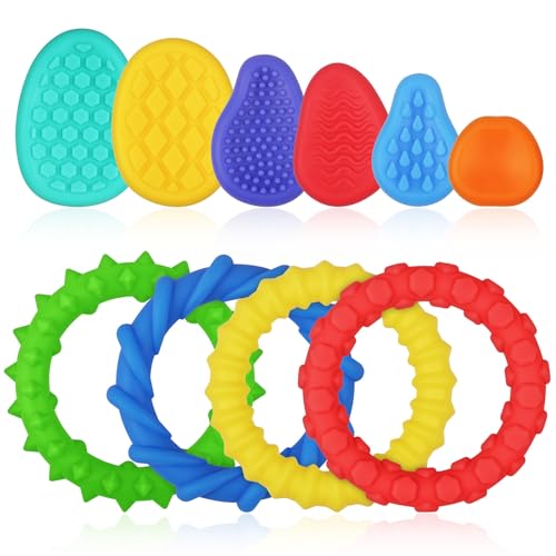 Aolso Sensory Fidget Toys, 4er-Pack Dehnbare sensorische Armbänder mit 6er-Pack Handschmeichlern, Stressabbau und Angstlinderung, Autismus und ADHS, geeignet für Kinder mit besonderen Bedürfnissen von Aolso