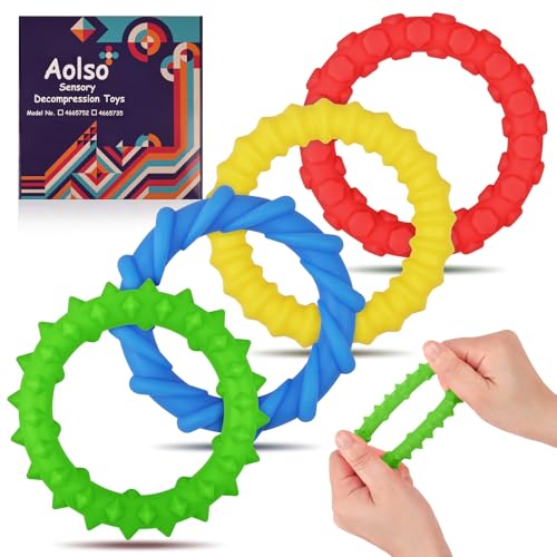 Aolso Sensorisches Zappelspielzeug, 4er-Pack Dehnbare Zappelarmbänder, Zappel-Dekompressionsspielzeug, Zappel-Anti-Stress-Spielzeug für autistische Kinder und Erwachsene mit besonderen Bedürfnissen von Aolso