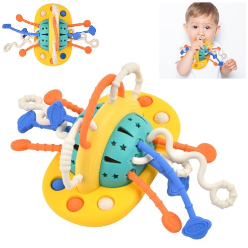 Aolso Sensorisches Babyspielzeug, Silikon-Zugseil-Aktivitätsspielzeug, Montessori-Baby-Sensorspielzeug, Trainieren Sie Kleinkindhände, feine Handgreifbewegungen, Lernspielzeug, Geschenk für Kinder von Aolso