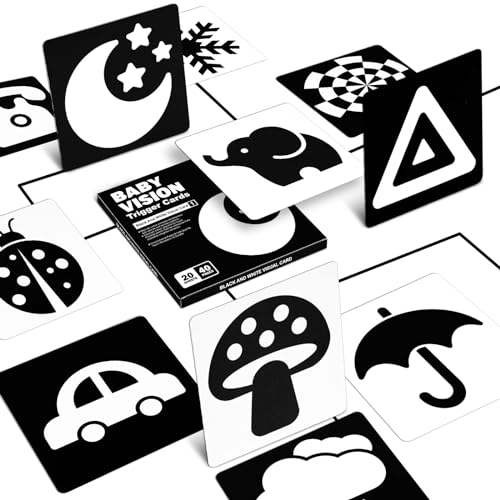 Aolso Sensory Toys Karten, 20pcs Schwarz Weiß Kontrastbuch Baby, Lernkarten Kleinkinder für Visuelle Stimulation und Entwicklung des Gehirns für 0-6 Monate Aolso Sensory Toys Karten, 20pcs Schwarz Weiß Kontrastbuch Baby, Lernkarten Kleinkinder für Visuelle Stimulation und Entwicklung des Gehirns für 0-6 Monate von Aolso