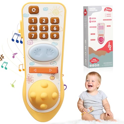 Aolso Spielzeug-Fernbedienung, Kinder Fernbedienung Babyspielzeug mit Musik Lerninhalten, Baby Lernspielzeug, Kinderspielzeug Fernbedienung Frühe Lernspielzeug mit weichem Silikonball (Gelb) von Aolso