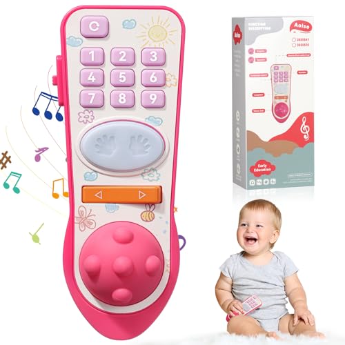 Aolso Spielzeug-Fernbedienung, Kinder Fernbedienung Babyspielzeug mit Musik Lerninhalten, Baby Lernspielzeug, Kinderspielzeug Fernbedienung Frühe Lernspielzeug mit weichem Silikonball (Rosa) von Aolso