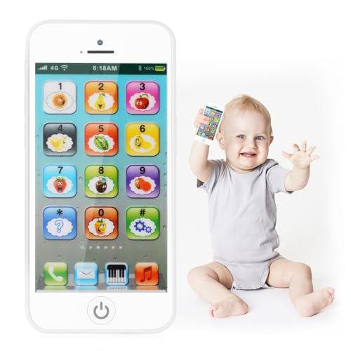 Aolso Telefon Spielzeug für Babys, Musik Handy Spielzeug, gefälschtes Telefon Spielzeug, Spielzeug Telefon für Jungen und Mädchen, Baby Spielzeug Geschenke, Kinder Lernen Mobiltelefon(weiß B) von Aolso