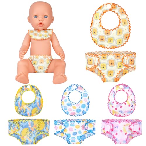 Aolso Windeln für Baby Puppen,8 Stück puppenwindeln und Puppenlätzchen Set,Puppen zubehör,Windeln Lätzchen-Set für 12 " Puppen von Aolso