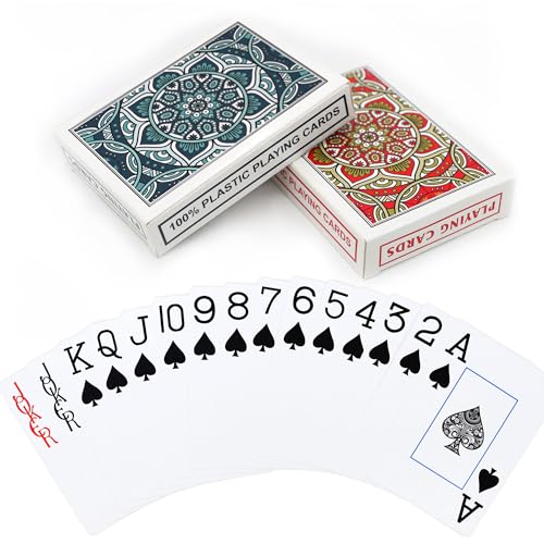 Aomaic 2 Stück Pokerkarten Plastik Kartenspiel wasserdichte Spielkarten Spielkarten Plastik Jumbo Pokerkarten Kunststoff Spielkarten für Erwachsene Senioren Familien Kartenspiele Party (Rot/Seeblau) Aomaic 2 Stück Pokerkarten Plastik Kartenspiel wasserdichte Spielkarten Spielkarten Plastik Jumbo Pokerkarten Kunststoff Spielkarten für Erwachsene Senioren Familien Kartenspiele Party (Rot/Seeblau) von Aomaic