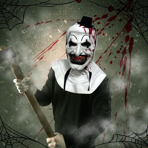 Art the Clown Maske, Terrifier Art Der Clown Maske, C-lown Mas-ke, Terrifier Mas-ke, Horror C-lown Mask, Halloween Scary Clow Mask, Halloween Gruselige Clow-Mas-ke, für Karneval, Fasching, Hallween von Aomantic Sarl