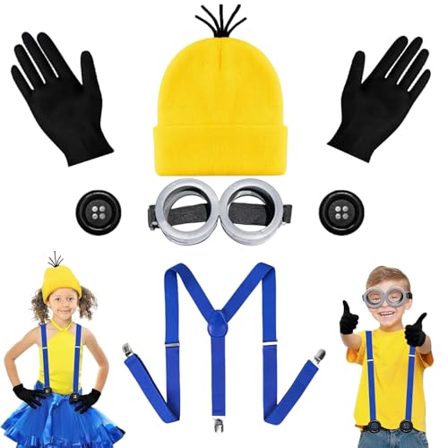 M-ini0n Kostüm Zubehör, 5 Stück Gelbes Kostüm Set Zubehör, Gelbes Kostüm Cosplay Set, M-ini0n Kostüm Cosplay, Cosplay Gelbe Halloween Kostüme, Halloween Kostüm Zubehör, für H-alloween, Karneval M-ini0n Kostüm Zubehör, 5 Stück Gelbes Kostüm Set Zubehör, Gelbes Kostüm Cosplay Set, M-ini0n Kostüm Cosplay, Cosplay Gelbe Halloween Kostüme, Halloween Kostüm Zubehör, für H-alloween, Karneval von Aomantic Sarl