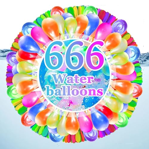 666Stück Wasserbomben Selbstschließend, Wasserbomben Luftballons, Bunt Gemischt Wasser Luftballons mit 6 Wasserhahn Anschluss, Wasserballons, Bunte Wasserbomben, für Outdoor-Aktivitäten, Wasserspiele von Aomantic Sarl