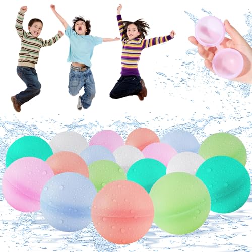Wasserbomben Wiederverwendbar, 18 Stück Wiederverwendbare Wasserballons, Wiederbefüllbare Wasserbomben, Reusable Water Balloon, Weicher Silikon-Bunt Wasserballon, für Wasserpark, Familienspiel Wasserbomben Wiederverwendbar, 18 Stück Wiederverwendbare Wasserballons, Wiederbefüllbare Wasserbomben, Reusable Water Balloon, Weicher Silikon-Bunt Wasserballon, für Wasserpark, Familienspiel von Aomantic Sarl