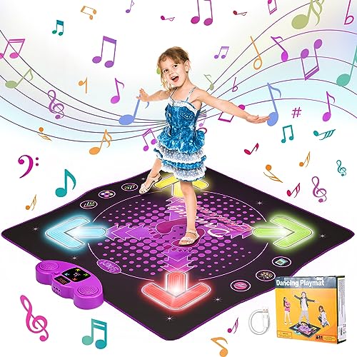 Aomdom Tanzmatte für Kinder von 3 bis 8 Jahren, 4 Modi, 8 Stufen, mit Bluetooth, 4 Pfeile, LED, Musik, Tanz, Geschenk zum Geburtstag, Weihnachten, für Jungen Mädchen von 3, 4, 5, 6, 7+ von Aomdom