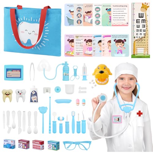 Aomig Arztkoffer Kinder 58 Pcs Doktorkoffer mit Arztkittel Stethoskop Spritze Arzttasche Kinder ab 3 Jahre Zahnarztspielzeug Medizinische Spielzeug Arztspielzeugrucksack Doktorkoffer kinderarzt Blau Aomig Arztkoffer Kinder 58 Pcs Doktorkoffer mit Arztkittel Stethoskop Spritze Arzttasche Kinder ab 3 Jahre Zahnarztspielzeug Medizinische Spielzeug Arztspielzeugrucksack Doktorkoffer kinderarzt Blau von Aomig