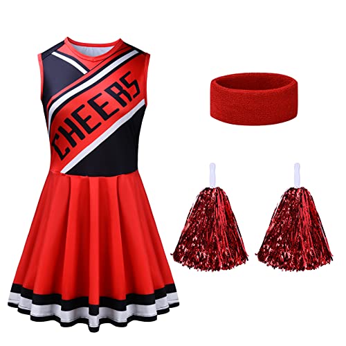 Aomig Cheerleader Kostüm Damen, Fancy Dress Uniform mit Pompons und Stirnband, High School Cheerleader Kostüm für Halloween Party Verkleidung Karneval Aomig Cheerleader Kostüm Damen, Fancy Dress Uniform mit Pompons und Stirnband, High School Cheerleader Kostüm für Halloween Party Verkleidung Karneval von Aomig