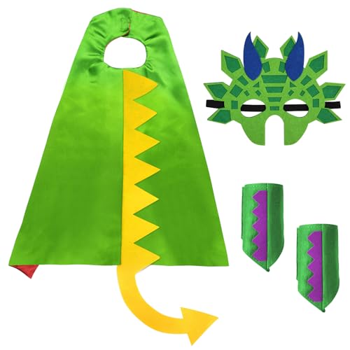 Aomig Dinosaurier Umhang Kinder 3Pcs Grün Drachenflügel Cosplay Kostüm Cape mit Dino Maske Handschuhe Drachen Mantel Kleidung Kinderkostüm Halloween Karneval Weihnachts Maskerade Jungen Mädchen 70cm Aomig Dinosaurier Umhang Kinder 3Pcs Grün Drachenflügel Cosplay Kostüm Cape mit Dino Maske Handschuhe Drachen Mantel Kleidung Kinderkostüm Halloween Karneval Weihnachts Maskerade Jungen Mädchen 70cm von Aomig
