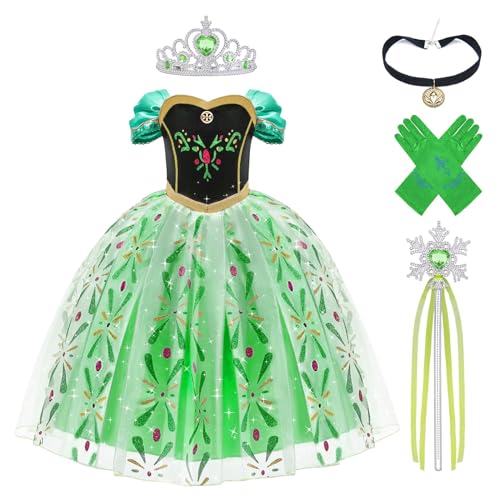 Aomig ELSA Kostüm Kinder Mädchen, 5 teiliges Anna Kleid Kinder mit Krone Diadem Handschuhe Zauberstab, Girls Frozen Princess Costume Weihnachten Verkleidung Karneval Halloween Geburtstag Party (130cm) Aomig ELSA Kostüm Kinder Mädchen, 5 teiliges Anna Kleid Kinder mit Krone Diadem Handschuhe Zauberstab, Girls Frozen Princess Costume Weihnachten Verkleidung Karneval Halloween Geburtstag Party (130cm) von Aomig