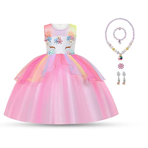 Aomig Einhorn Kostüm Mädchen, Einhorn Prinzessin Kleid, Cosplay Karneval Verkleidung Party Hochzeit Prinzessin Kleid mit Halskette Armband Ohrringe Ringe Aomig Einhorn Kostüm Mädchen, Einhorn Prinzessin Kleid, Cosplay Karneval Verkleidung Party Hochzeit Prinzessin Kleid mit Halskette Armband Ohrringe Ringe von Aomig