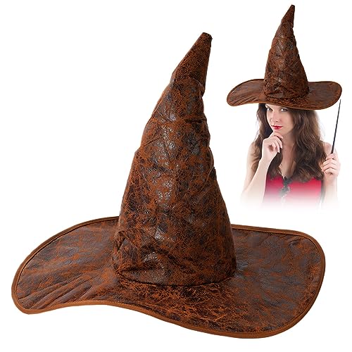 Aomig Hexenhut, Braun hexenhüte Kostüm Zubehör, Zauberer Hut deko Kostüm Cosplay für Halloween Party Gastgeschenke Festival Verkleidung von Aomig