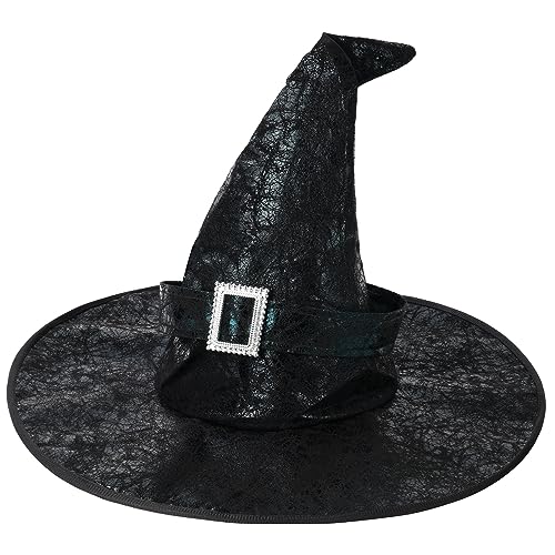 Aomig Hexenhut, Schwarz hexenhüte Kostüm Zubehör, Zauberer Hut deko Kostüm Cosplay für Halloween Party Gastgeschenke Festival Verkleidung von Aomig