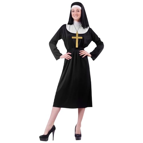 Aomig Nonnen Kostüm Nonne Kloster Schwester Mittelalter Kostüm Damen Religiös Vikare Schwarz Kostüm Outfit mit Nonnenhaube Halskette Nonnenkleid Geeignet für Halloween Karneval Mottoparty Cosplay(XL) Aomig Nonnen Kostüm Nonne Kloster Schwester Mittelalter Kostüm Damen Religiös Vikare Schwarz Kostüm Outfit mit Nonnenhaube Halskette Nonnenkleid Geeignet für Halloween Karneval Mottoparty Cosplay(XL) von Aomig