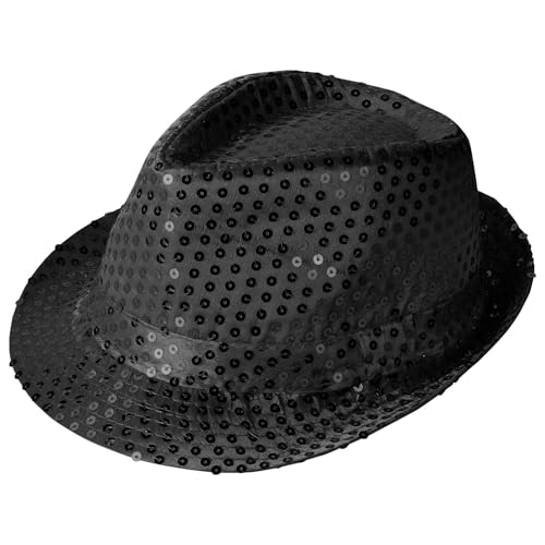 Aomig Paillettenhut Herren, Glitzer Partyhüte Kopfbedeckung, Erwachsene Unisex Narrenkappe, Retro-Hut Bühnenhut Clubstyle Partyhut für Disco Glitzer Kostümzubehör Kostüm Karneval Mottoparty (Schwarz) Aomig Paillettenhut Herren, Glitzer Partyhüte Kopfbedeckung, Erwachsene Unisex Narrenkappe, Retro-Hut Bühnenhut Clubstyle Partyhut für Disco Glitzer Kostümzubehör Kostüm Karneval Mottoparty (Schwarz) von Aomig