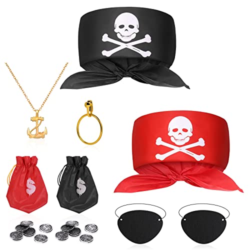 Aomig Piratenkostüm Zubehör, 8 Pcs Piratenparty Deko mit Pirat Augenklappe Headband Ohrringe Geldbörsen Halskette, Piraten-Rollenspiel-Kits für Karneval Verkleidung Cosplay Halloween Aomig Piratenkostüm Zubehör, 8 Pcs Piratenparty Deko mit Pirat Augenklappe Headband Ohrringe Geldbörsen Halskette, Piraten-Rollenspiel-Kits für Karneval Verkleidung Cosplay Halloween von Aomig