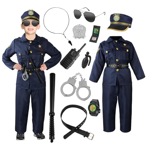 Aomig Polizei Kostüm Kinder 13 Stück Polizeikostüm Set mit Polizei-Hut Gürtel Handschellen Polizeizubehör Deluxe Polizistenkostüm für Jungen Kostüm Kind Verkleidung für Halloween Festival Cosplay (M) Aomig Polizei Kostüm Kinder 13 Stück Polizeikostüm Set mit Polizei-Hut Gürtel Handschellen Polizeizubehör Deluxe Polizistenkostüm für Jungen Kostüm Kind Verkleidung für Halloween Festival Cosplay (M) von Aomig