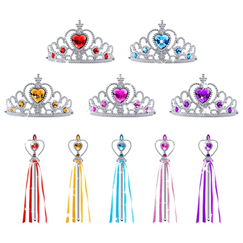 Aomig Prinzessin Kostüme Zubehör, ELSA Prinzessin Schmuck, Mädchen Dress up Zubehör, Dress Up Accessoires mit Elsa Tiara Krone Zauberstab von Aomig