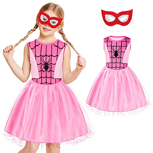 Aomig Kostüme Kinder Mädchen, Kleid mit Maske, Mädchen Prinzessin Kleid, Anzug für Halloween Verkleidung Party Cosplay Karneval von Aomig