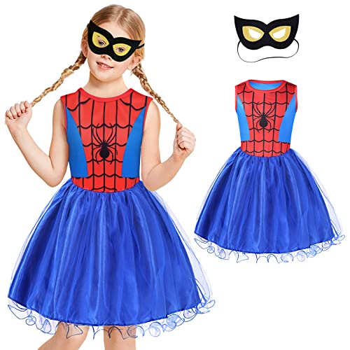 Aomig Kostüme Kinder Mädchen, Kleid mit Maske, Mädchen Prinzessin Kleid, Anzug für Halloween Verkleidung Party Cosplay Karneval von Aomig