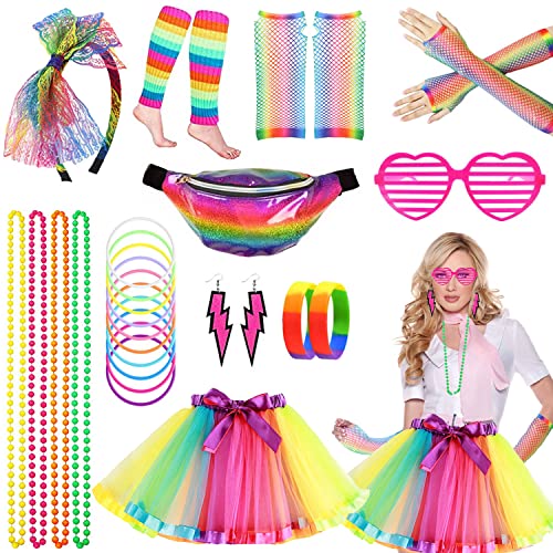 Aonuily 80er Jahre Verkleidung für Damen, 1980er Jahre Party Kostüm Zubehör Set Tutu Rock Beinstulpen Ohrringe Fischnetz Handschuhe Brille Armband Halskette Stirnband für 80er Jahre Party Dress Up Day Aonuily 80er Jahre Verkleidung für Damen, 1980er Jahre Party Kostüm Zubehör Set Tutu Rock Beinstulpen Ohrringe Fischnetz Handschuhe Brille Armband Halskette Stirnband für 80er Jahre Party Dress Up Day von Aonuily