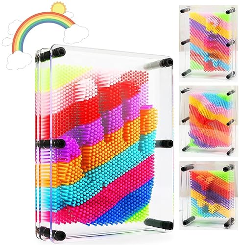 Aonuily Regenbogen Pin Spielzeug, 3D Abdrücke Spielzeug Bunte Pin Art 3D Pin Skulptur für Erwachsene Kinder Home Office Dekoration von Aonuily