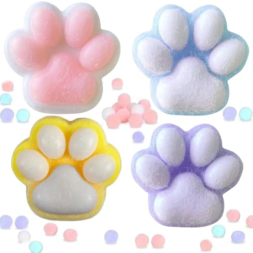 Katzenpfoten Squishy, 4Pcs KatzenkrallenSquishy Spritzspielzeug Familie Angstspielzeug Neuheit Kleine Actionspielzeug Anti-Stress Kinder Erwachsene Kinder von Aonuily