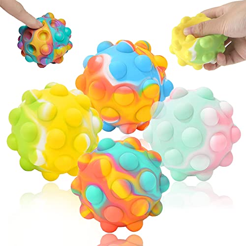 Pop Stress Balls Zappelspielzeug, 4 Stück Stressball Push Bubble Ball Sensory Ball Squishy Relief Stress Balls für Angst Arthritis Handübung von Aonuily