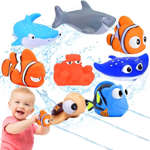 Suche nach Nemo Spielzeug- 8 Stück Suche nach Dory Nemo Badespritzer Badespielzeug Baby schwimmender Spritzer Badespielzeug für Baby-Kind-Kleinkind-Dusche und Schwimmwanne von Aonuily