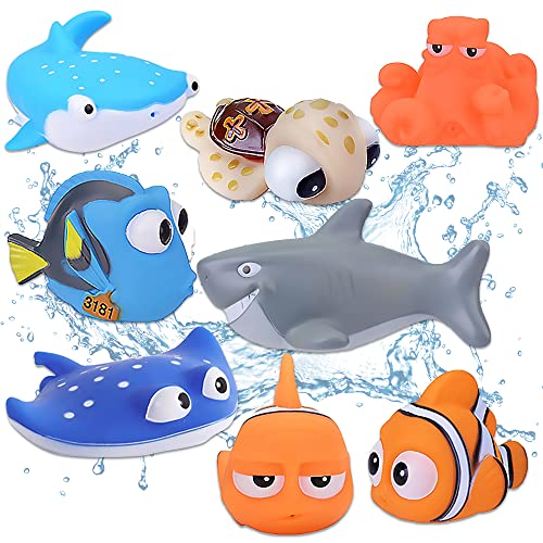 Suche nach Nemo Spielzeug- 8 Stück Suche nach Dory Nemo Badespritzer Badespielzeug Baby schwimmender Spritzer Badespielzeug für Baby-Kind-Kleinkind-Dusche und Schwimmwanne von Aonuily