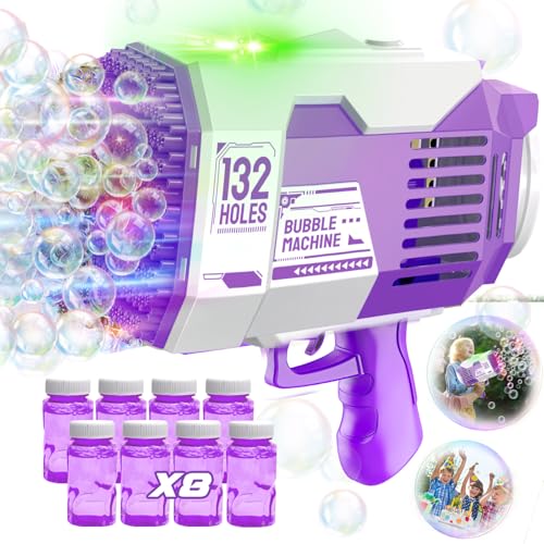 Aooess 132 Löcher Seifenblasenpistole Kinder Automatische Seifenblasen Machine LED Seifenblasen Pistole mit 8 Seifenblasen Flüssigkeit Spielzeug für 3-8 Jahre Junge Mädchen Geschenke Hochzeit (Lila) Aooess 132 Löcher Seifenblasenpistole Kinder Automatische Seifenblasen Machine LED Seifenblasen Pistole mit 8 Seifenblasen Flüssigkeit Spielzeug für 3-8 Jahre Junge Mädchen Geschenke Hochzeit (Lila) von Aooess