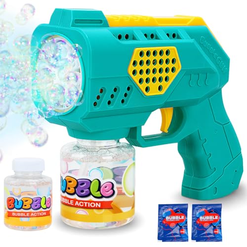 Aooess Seifenblasenpistole für Kinder Seifenblasenmaschine LED Seifenblasen Spielzeug für 3 4 5 6 7 8 9 Jahre Junge Mädchen Seifenblasen Pistole Geschenke Outdoor Geburtstag Hochzeit (Grün) von Aooess