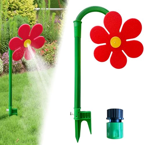 Crazy Daisy Sprinkler – 2025 Neues Crazy Daisy Water Sprinkler, Blumensprinkler FüR Kinder, 360° Drehbares GartenbewäSserungsgeräT, FüR Garten Und Rasen (Red) von Aoomud