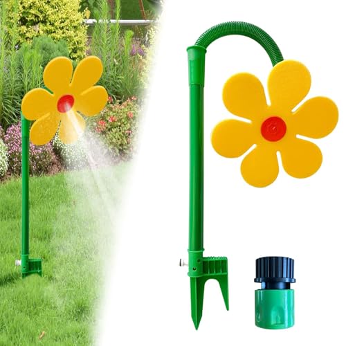 Crazy Daisy Sprinkler – 2025 Neues Crazy Daisy Water Sprinkler, Blumensprinkler FüR Kinder, 360° Drehbares GartenbewäSserungsgeräT, FüR Garten Und Rasen (Yellow) von Aoomud