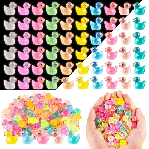 Aopskumd 120 Stück Mini Harz Enten,12 Farben Mini Enten,Mini Kleine Figuren,DIY Kleine Enten Schmücken,Leuchtend Mini Ducks,Mini Enten für Aquarium,Miniaturgarten,Garten Landschaft,Bonsai von Aopskumd