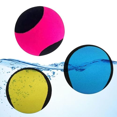 Aoreun Wasserspringball, 3 Stück Wasser Flummi Springender Ball auf Wasser, Mini Strandball Spiel Ball Spielzeug Fun-Bälle, Springender Wasserball für Schwimmbad, Strand, Meer und Outdoor-Aktivitäten von Aoreun